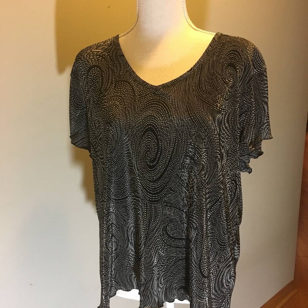 Black & White Swirl Print Blouse XL